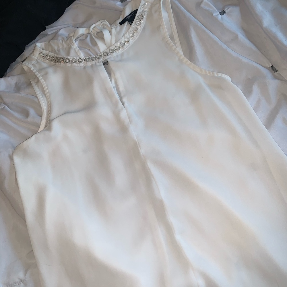 Beaded classy white top